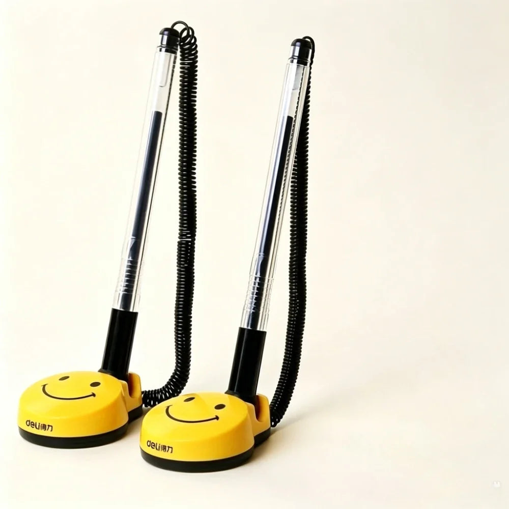 Cute Smile Counter Desk Pen with Self-Adhesive Base | Qme Counter Desk Pen Qme 2pcs