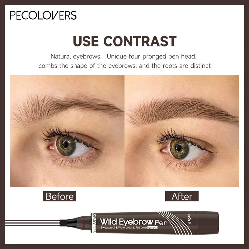 4-Fork Waterproof Eyebrow Pencil | 3D Long-Lasting Natural Brows Liquid Eyebrow Pencil Qme