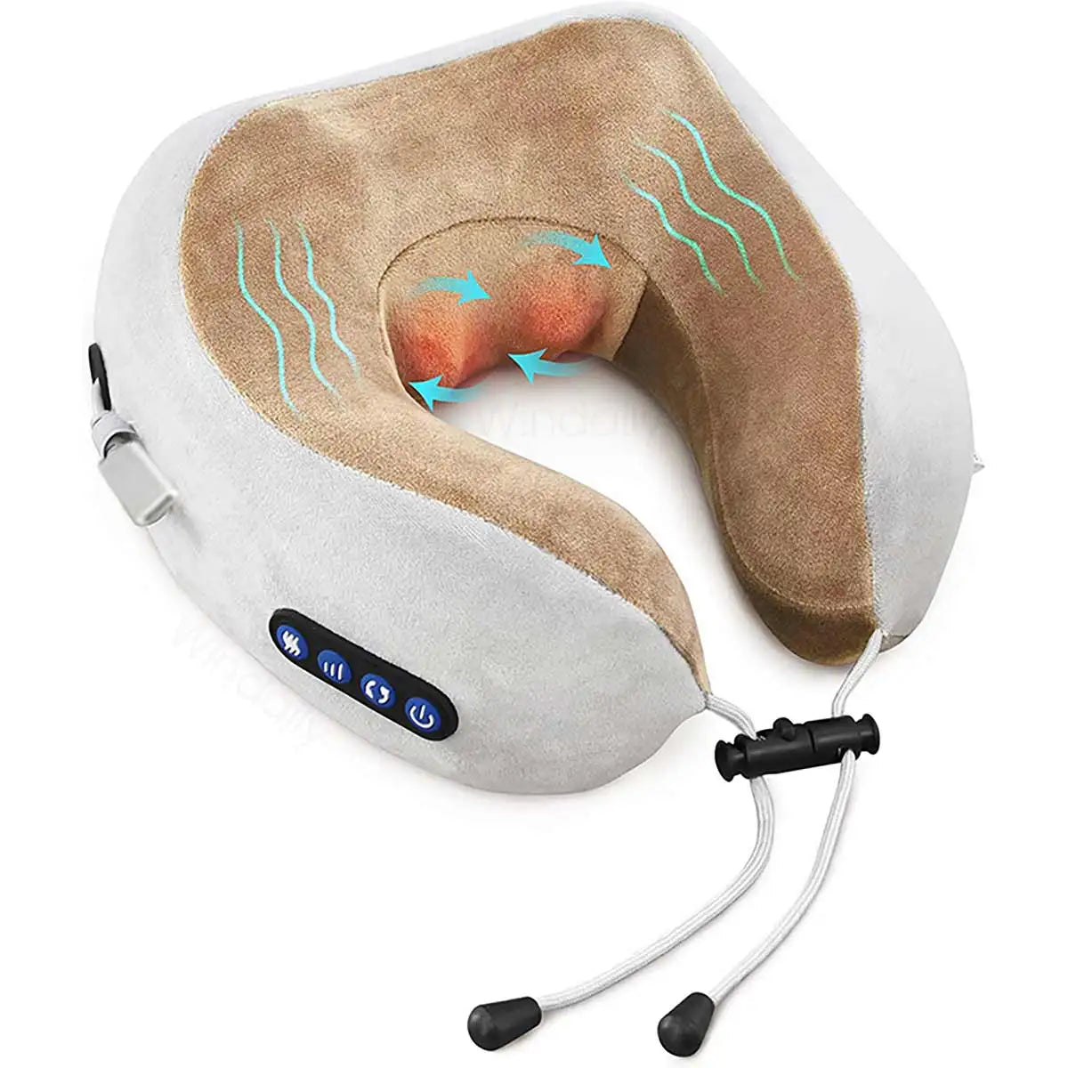 PAQIN U-Shape Neck Shoulder Vibration Massager USB Rechargeable Neck Shoulder Massager Qst Brown