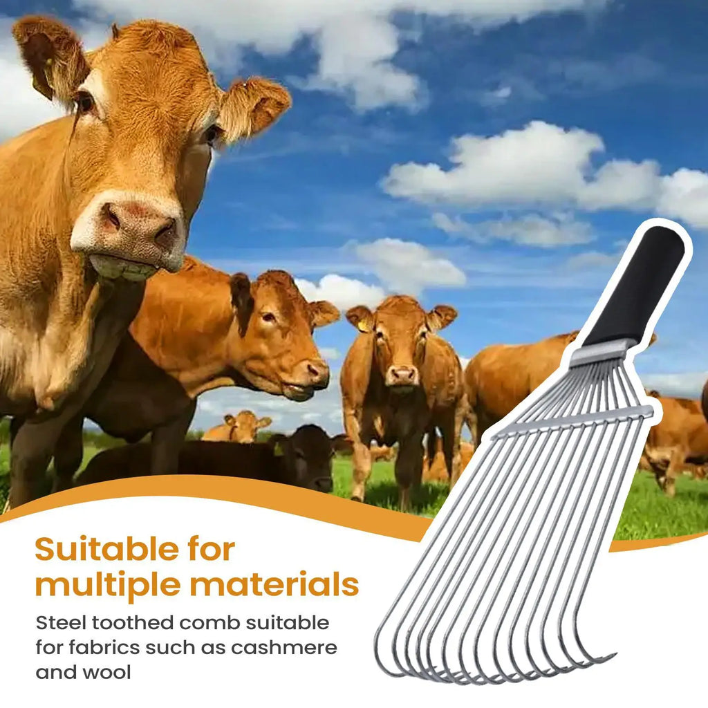 Ergonomic Steel Horse Grooming Rake – Undercoat & Dematting Comb Livestock Grooming Rake Qme