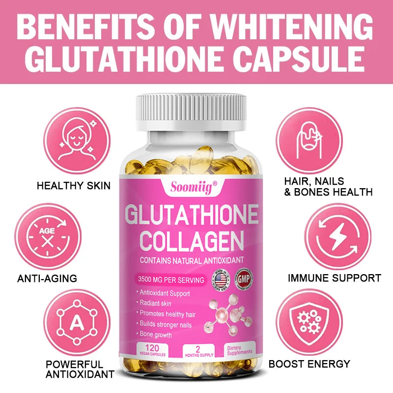 Glutathione Collagen Capsules – Skin Brightening, NON-GMO Skin Beauty Supplement Qst