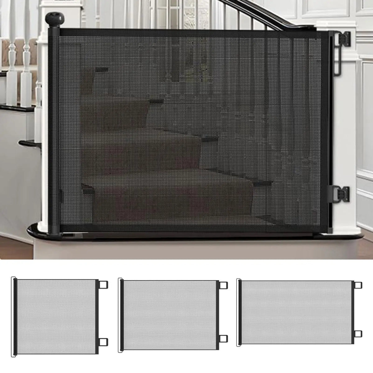 Retractable Pet Gate Mesh – No-Drill Childproof Net Fence Retractable Pet Gate Qme