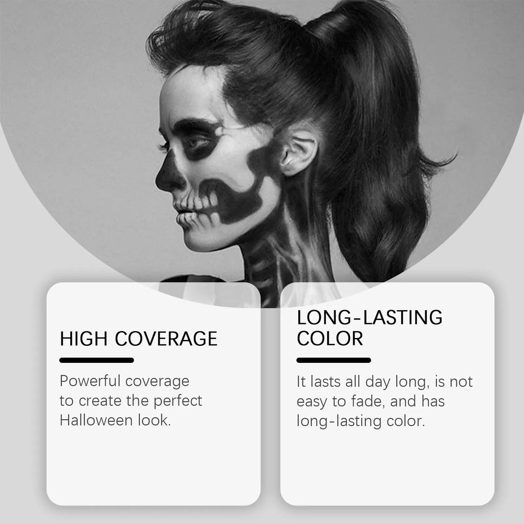 Halloween Face & Body Paint – Black & White Full Coverage Kit Halloween Face Paint Qme