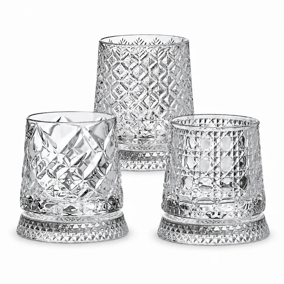 Rotating Crystal Whiskey Glass | Cocktail & Party Drinkware Crystal Whiskey Glass Qme 3pcs 260ml