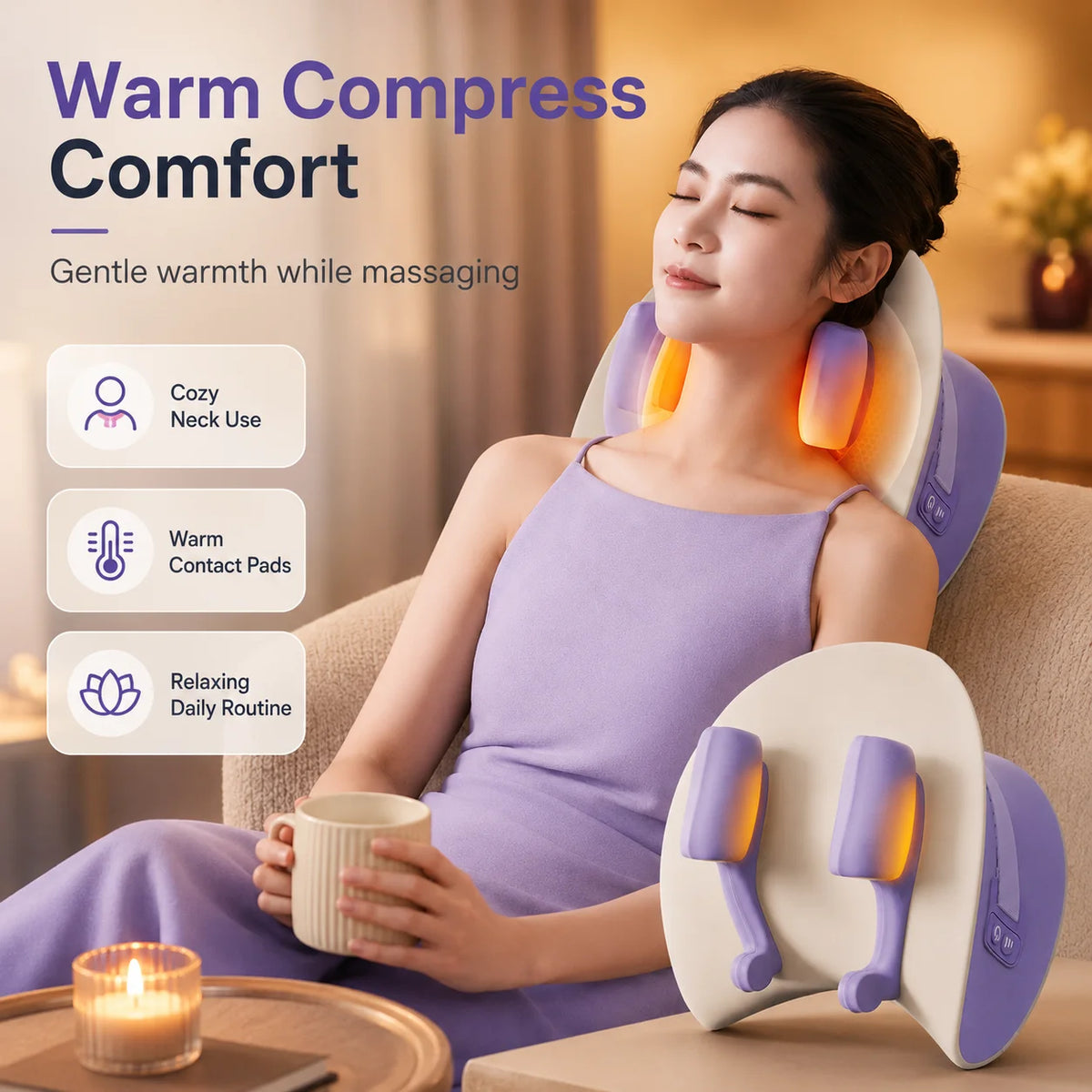 PAQIN Smart Clamping Massage Pillow – Neck, Back & Waist Roller Massage Pillow Qst
