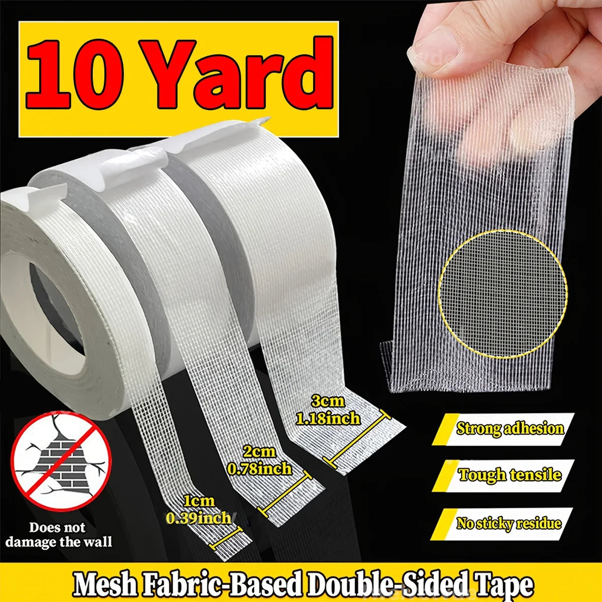 Transparent Double-Sided Adhesive Tape – Strong Fixation, 4 Widths Double-Sided Tape Qme 10Yard 5cm