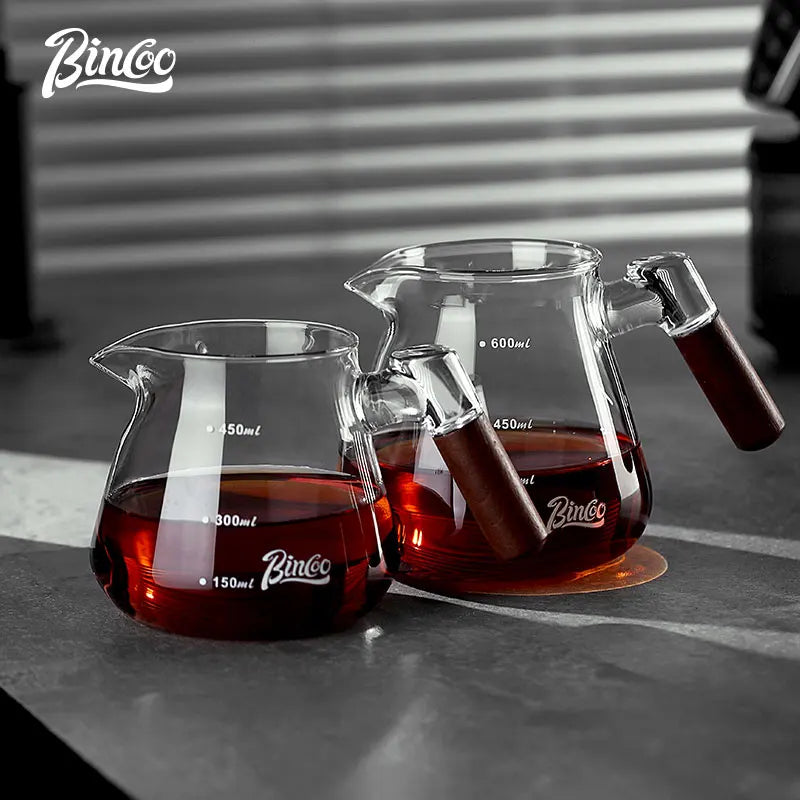 Bincoo 450ml/600ml Graduated Glass Coffee Sharing Pot | Pour Over Glass Coffee Server Qst