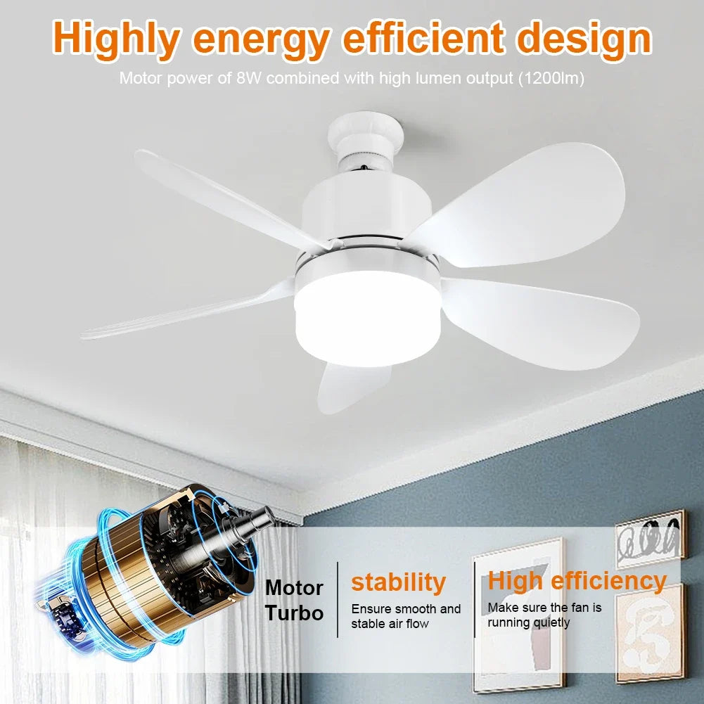 Silent Ceiling Fan with LED Light & Remote Control – E26/E27 LED Ceiling Fan Qme