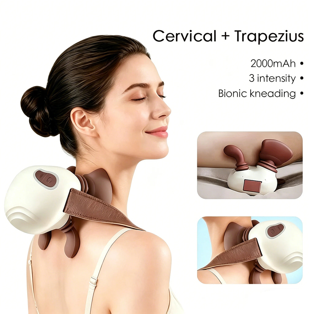 4D Kneading Neck & Shoulder Massager | Portable Wireless Shawl Neck Shoulder Massager Qst