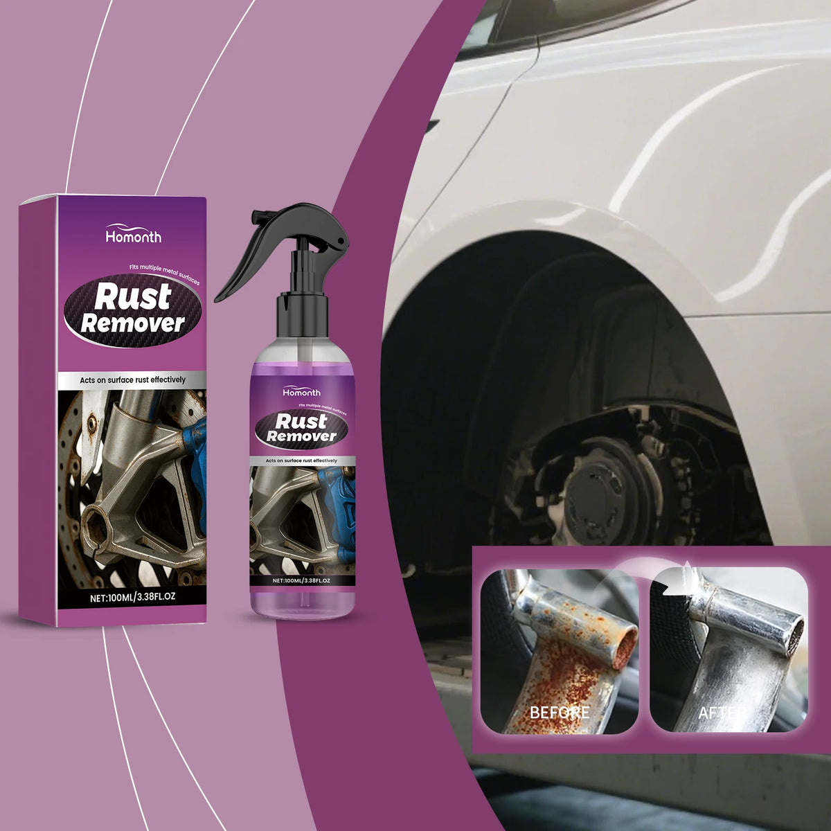 Car Rust Remover Spray – Anti-Corrosion Metal Cleaner 100ml Rust Remover Spray Qst 1PCS