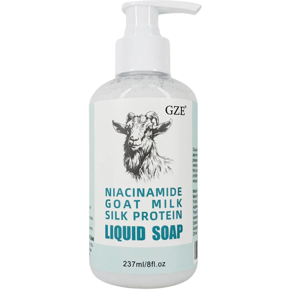 GZE Niacinamide Goat Milk Silk Protein Moisturizing Liquid Soap Moisturizing Liquid Soap Qme Niacinamide Milk Whitening|237ML