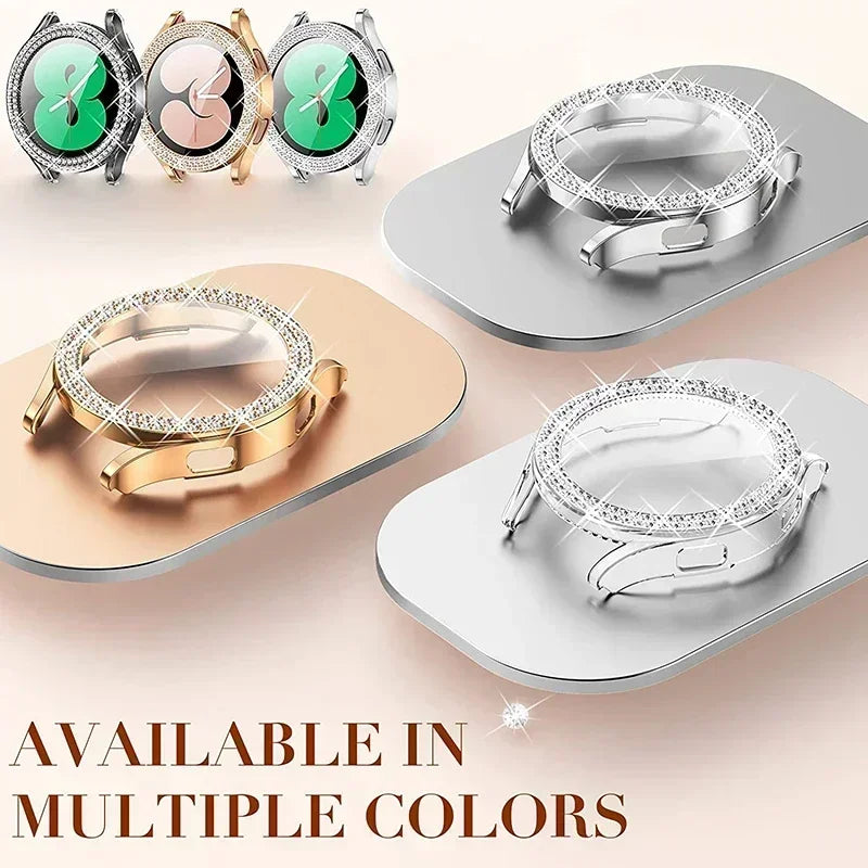 Bling Diamond Case Samsung Galaxy Watch 6 & 4 – Two Rows Smartwatch Bling Case Qme