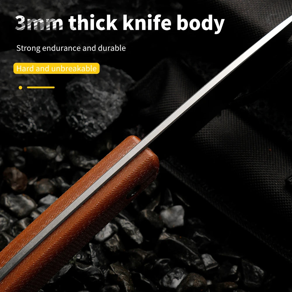 HUANGFU Fixed Blade Camping Knife – Outdoor Survival Tool Fixed Blade Knife Qst