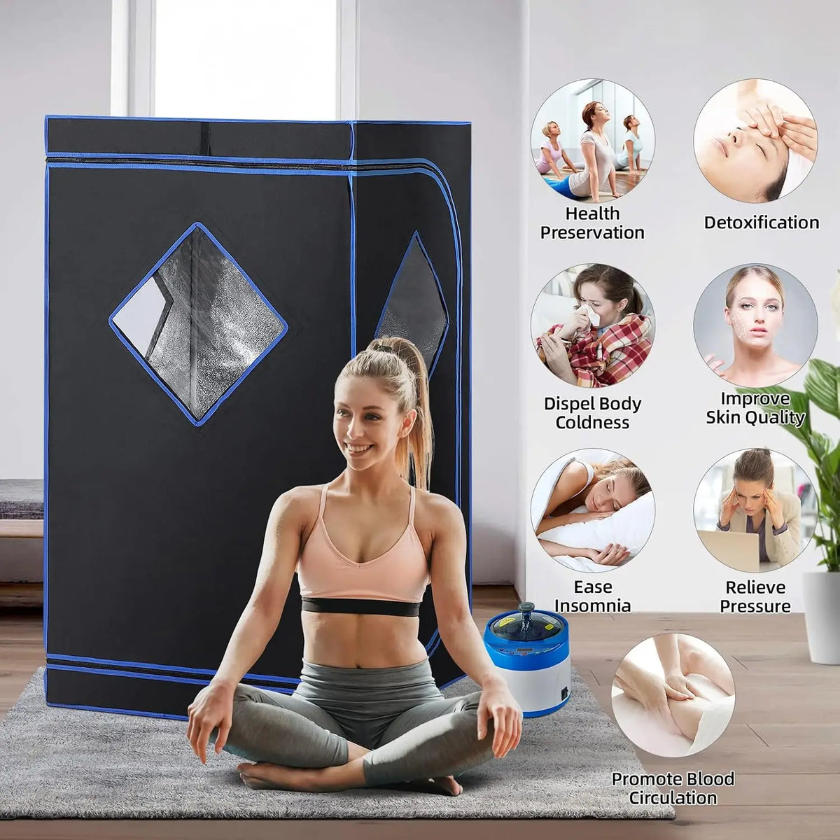 SMARTMAK Portable Steam Sauna Kit – 4L 1500W Home Spa Tent Portable Steam Sauna Qst