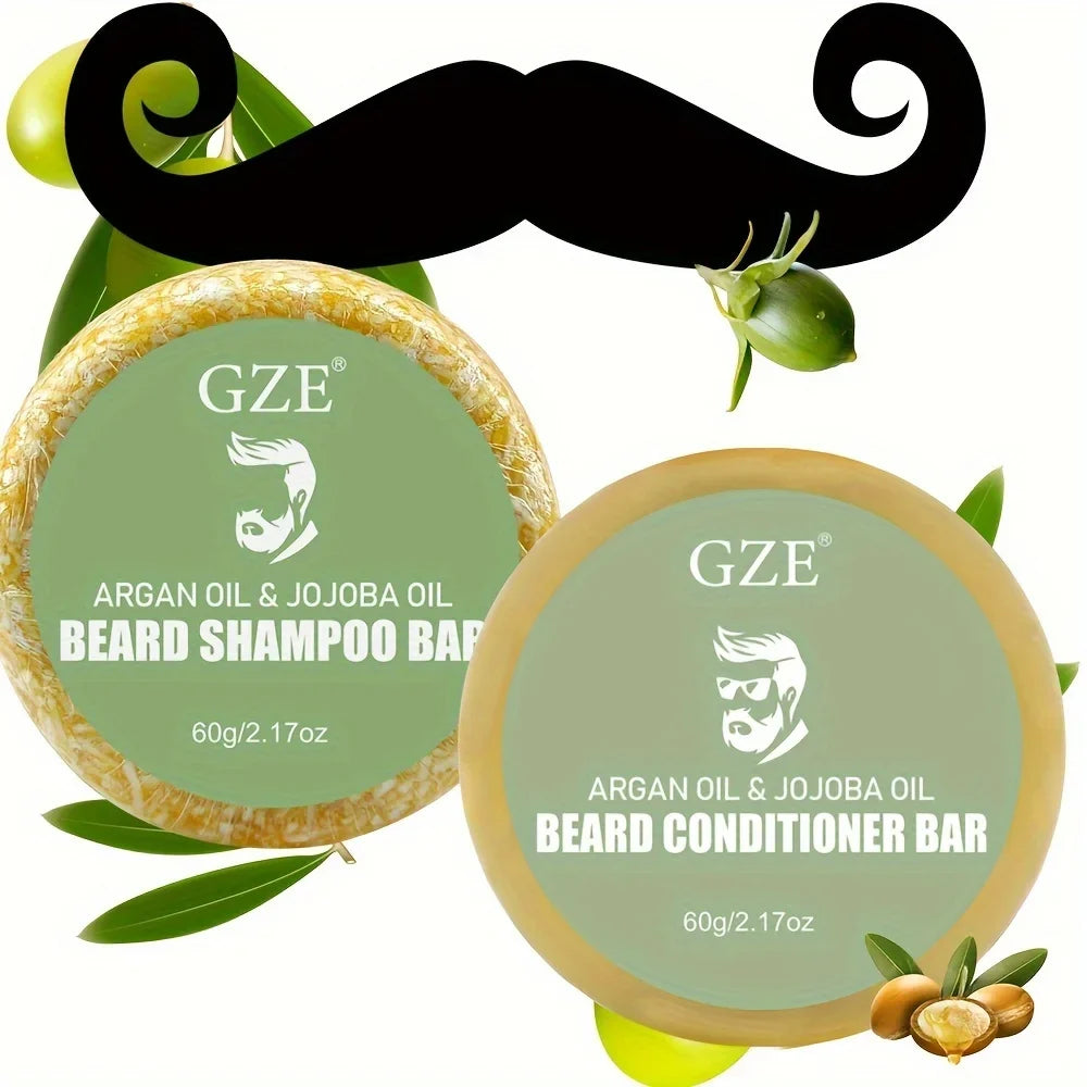 GZE Beard Wash & Conditioner Soap – Argan & Jojoba Oils Beard Wash Soap Qme BeardShampooBar