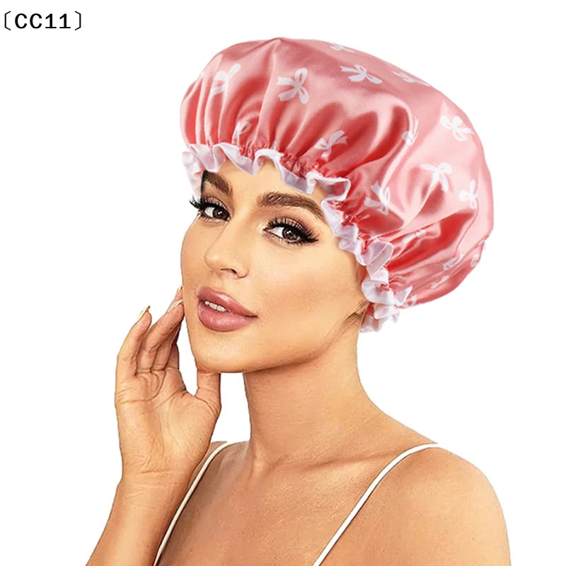 Double-Layer Waterproof Shower Cap & Kitchen Hair Cover Waterproof Shower Cap Qme