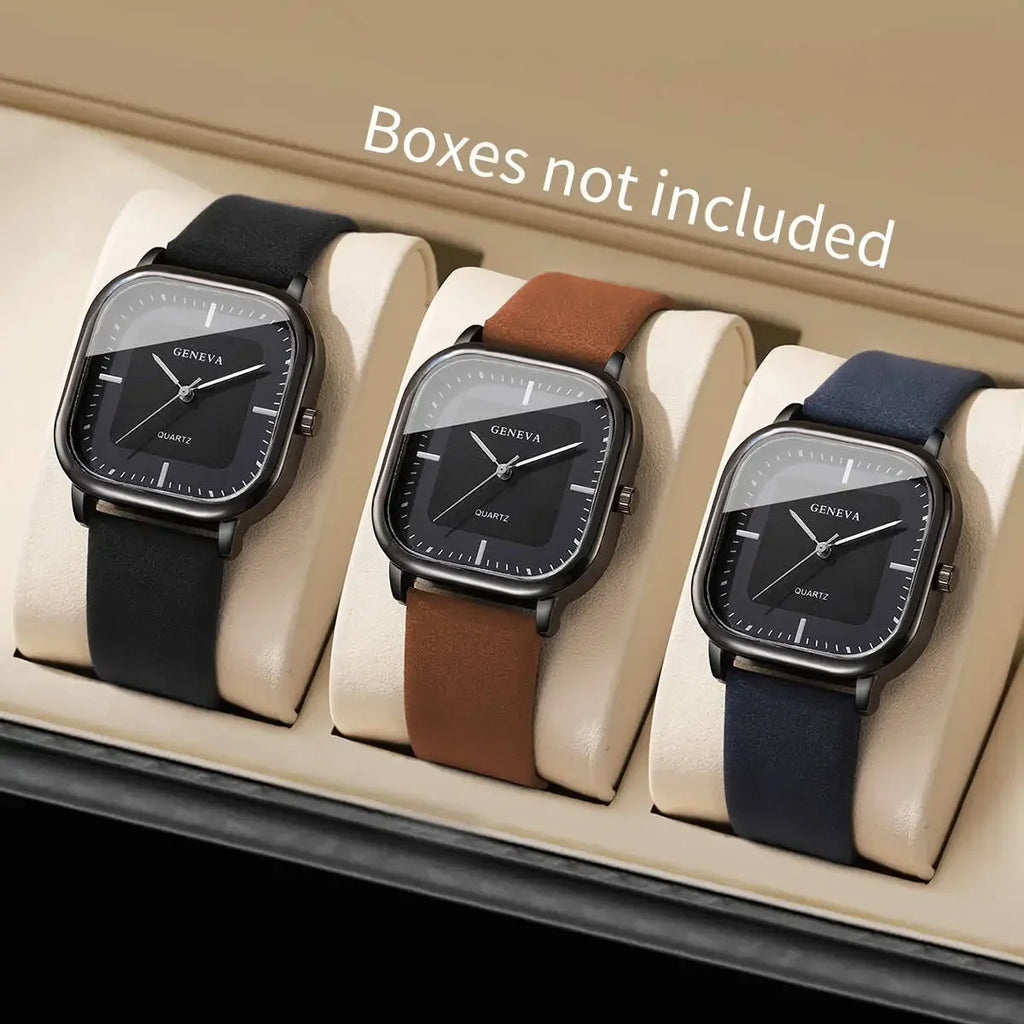 Square Minimalist Quartz Watch – Unisex Faux Leather, 4 Colors Quartz Fashion Watch Qme