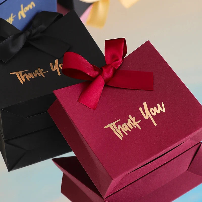10 Mini Gift Boxes Gold Ribbon Thank You Text – 8 Colors Mini Gift Boxes Qme