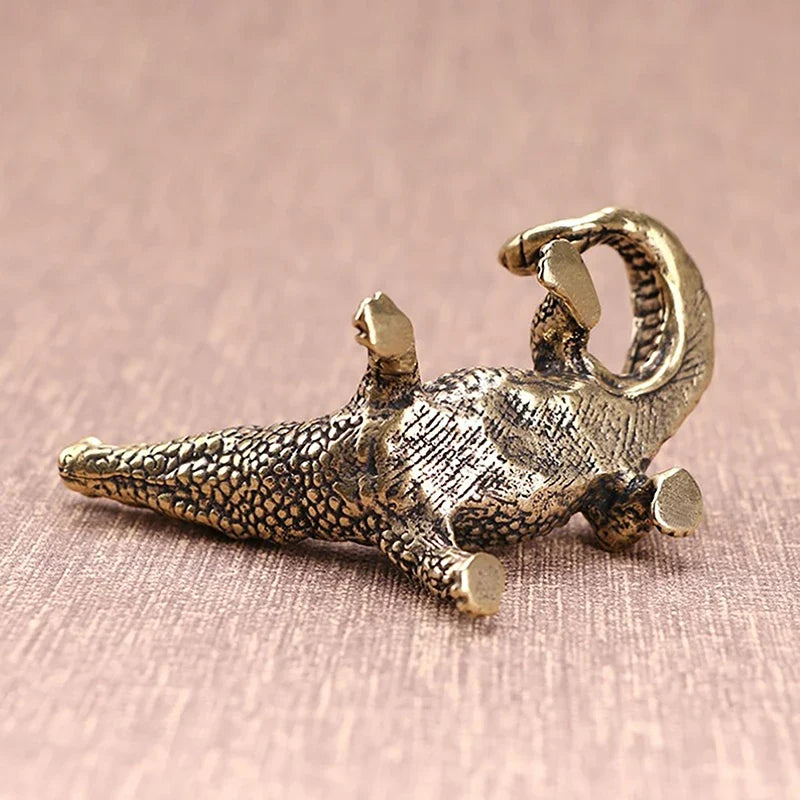 Antique Bronze Crocodile Miniature Figurine | Feng Shui Decor Miniature Figurine Qme