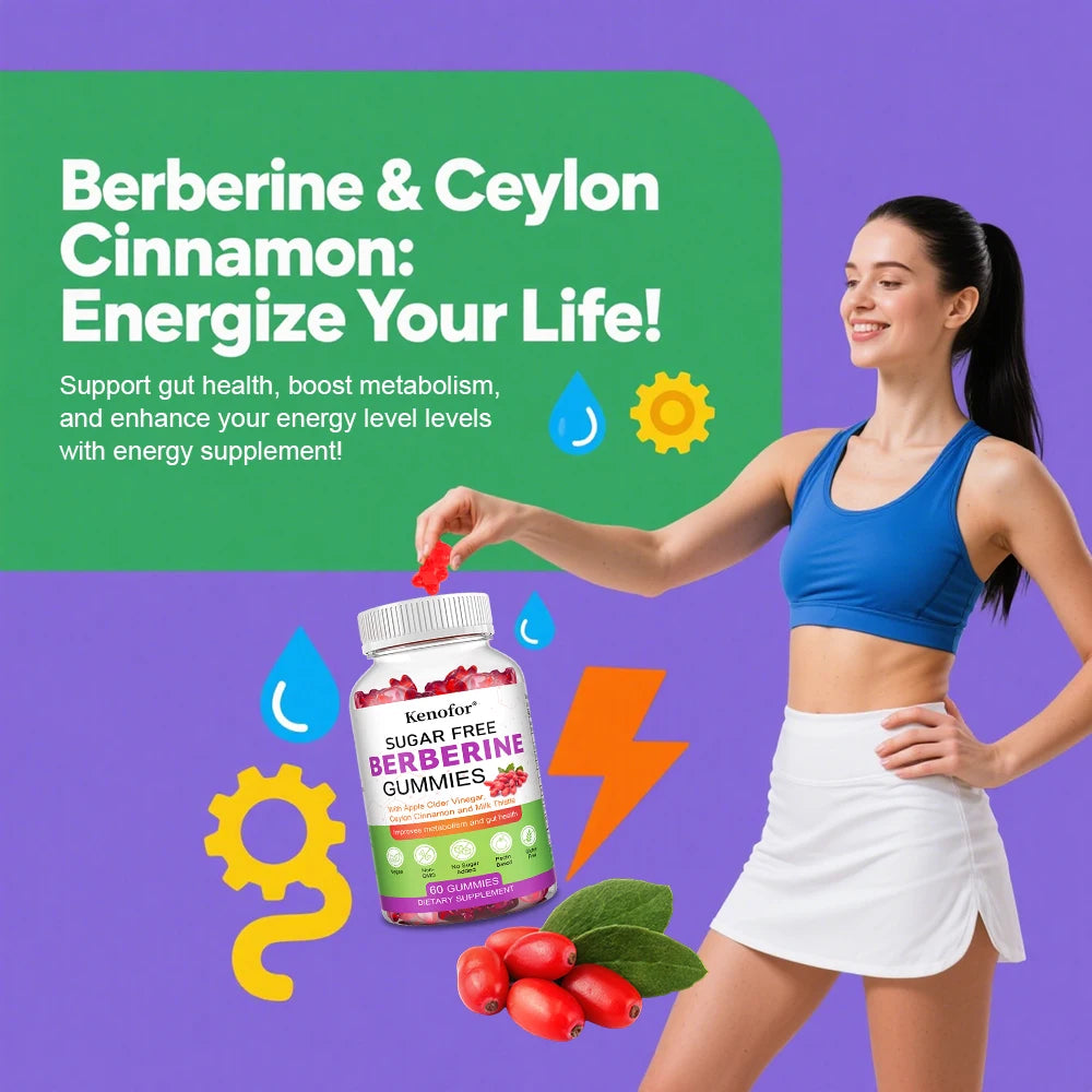 Berberine Gummies – Ceylon Cinnamon & Milk Thistle | 60ct Herbal Gummy Supplement Qst