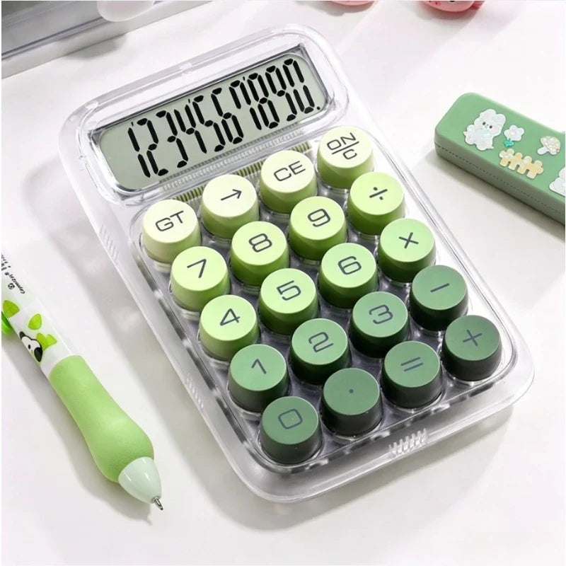 Transparent Gradient Desktop Calculator – Cute Colorful Office Desktop Calculator Qme green