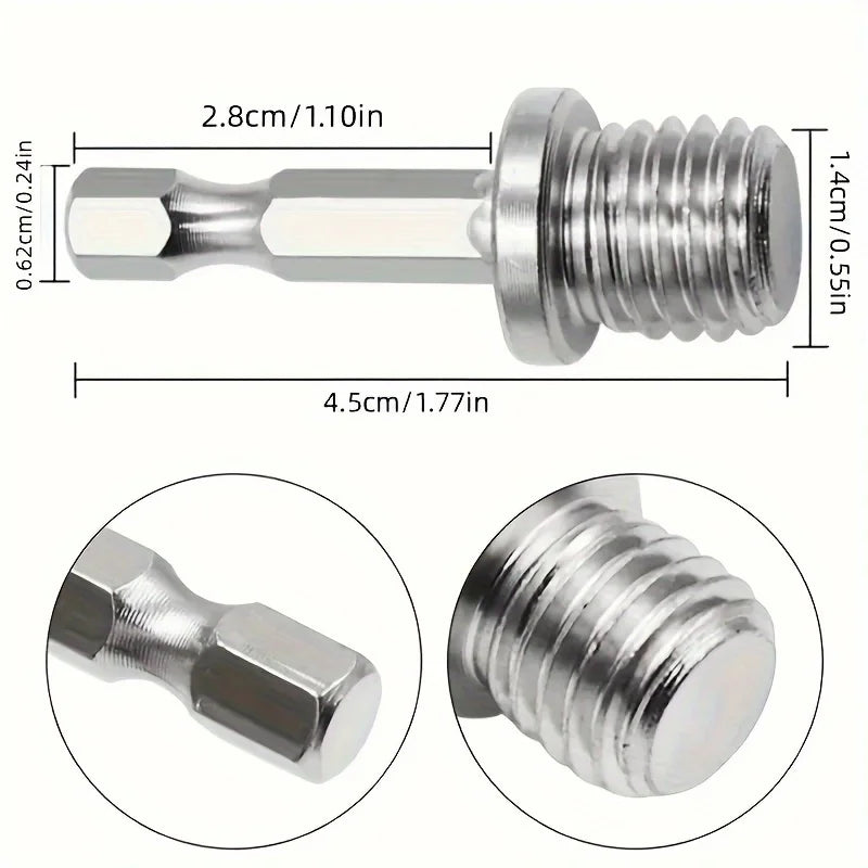M14 to 1/4" Hex Shank Drill Adapter Screw Thread Connecting Rod Drill Adapter Qme