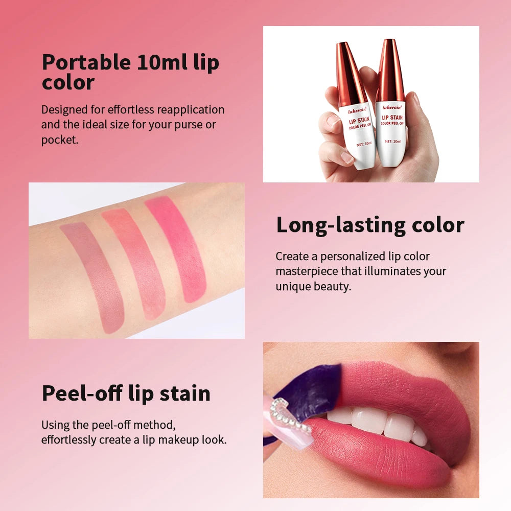 Waterproof Peel-Off Lip Stain – 3 Colors, Long-Lasting Peel-Off Lip Stain Qst
