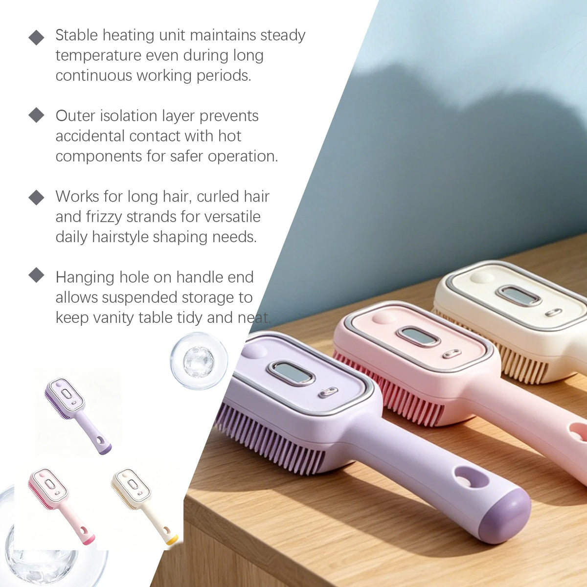 Xorita 3-in-1 Electric Mist Spray Scalp Massage Steam Hair Brush Electric Hair Brush Qst
