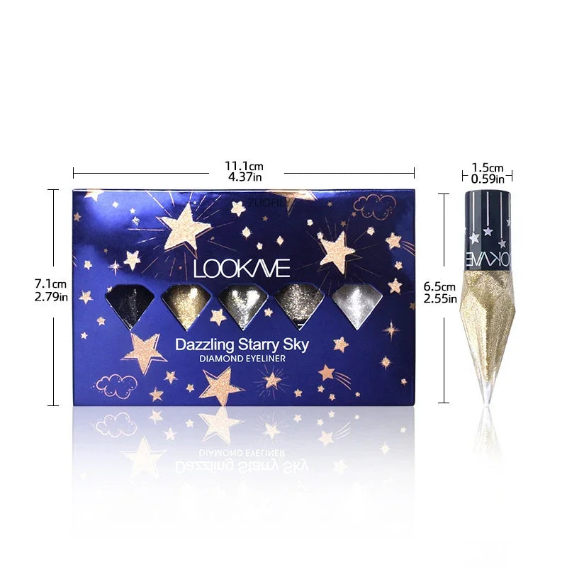 5-Color Diamond Glitter Liquid Eyeliner Set – Waterproof Glitter Liquid Eyeliner Qme