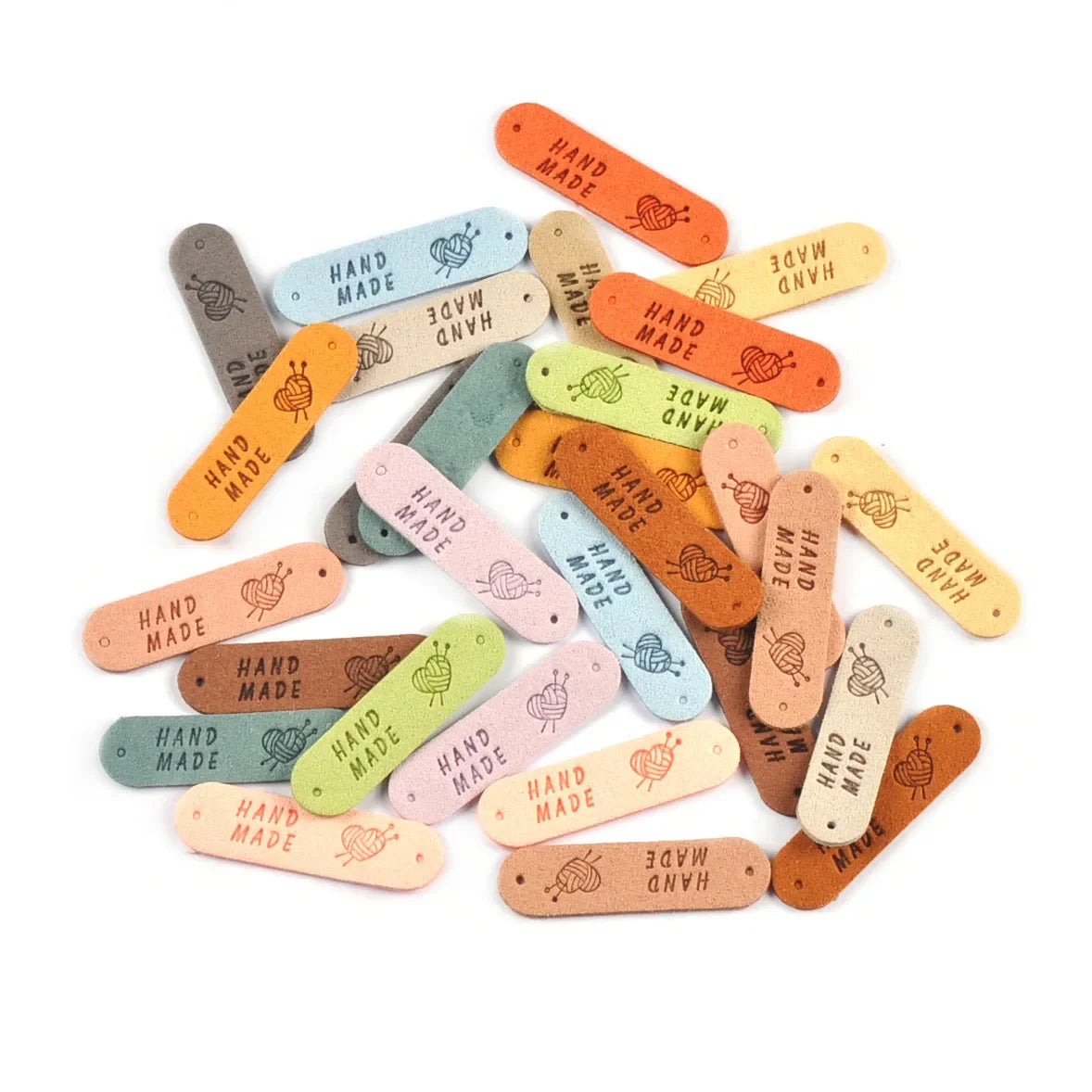 20Pcs Leather Embossed Sewing Labels – 15 Mixed Colors, 2 Holes Leather Sewing Labels Qme
