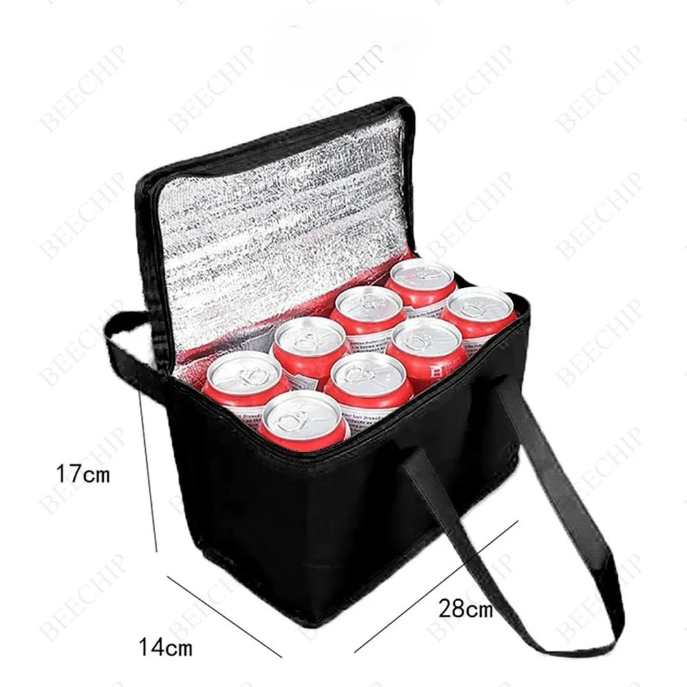 Portable Insulated Lunch Cooler Bag – Foldable Thermal Tote Insulated Cooler Bag Qst Large Black