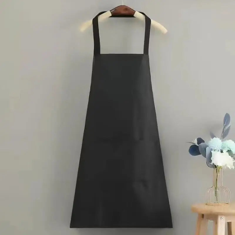 Striped Linen-Cotton Apron – Zippered, Oil-Resistant & Breathable Kitchen Apron Qst Black