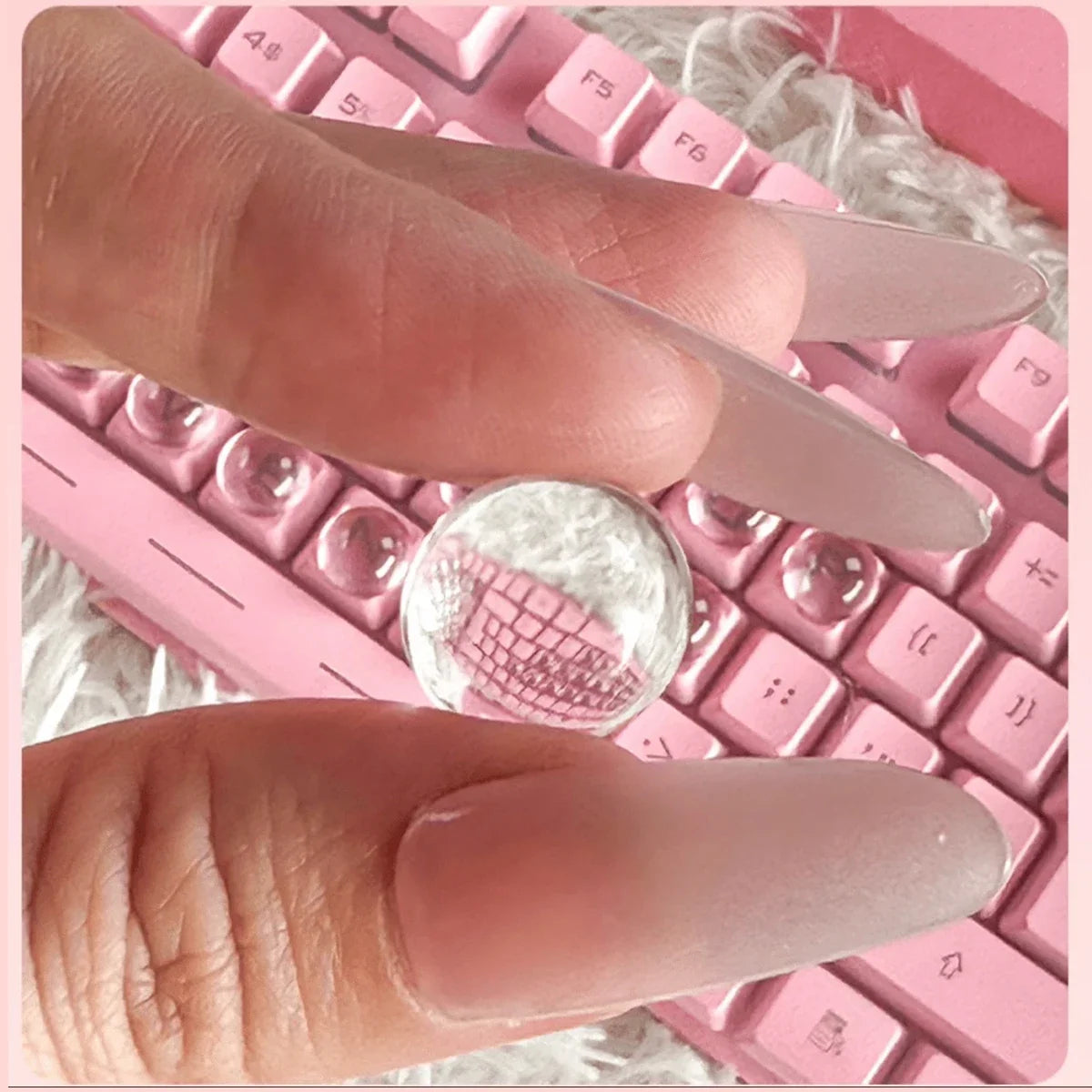 Silicone Keycaps for Long Nails – 64 Clear 3D Sticker Set Silicone Keycap Set Qme
