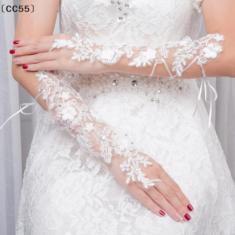 Lace Wedding Gloves Short & Long – Elegant Bridal Floral Bridal Lace Gloves Qst