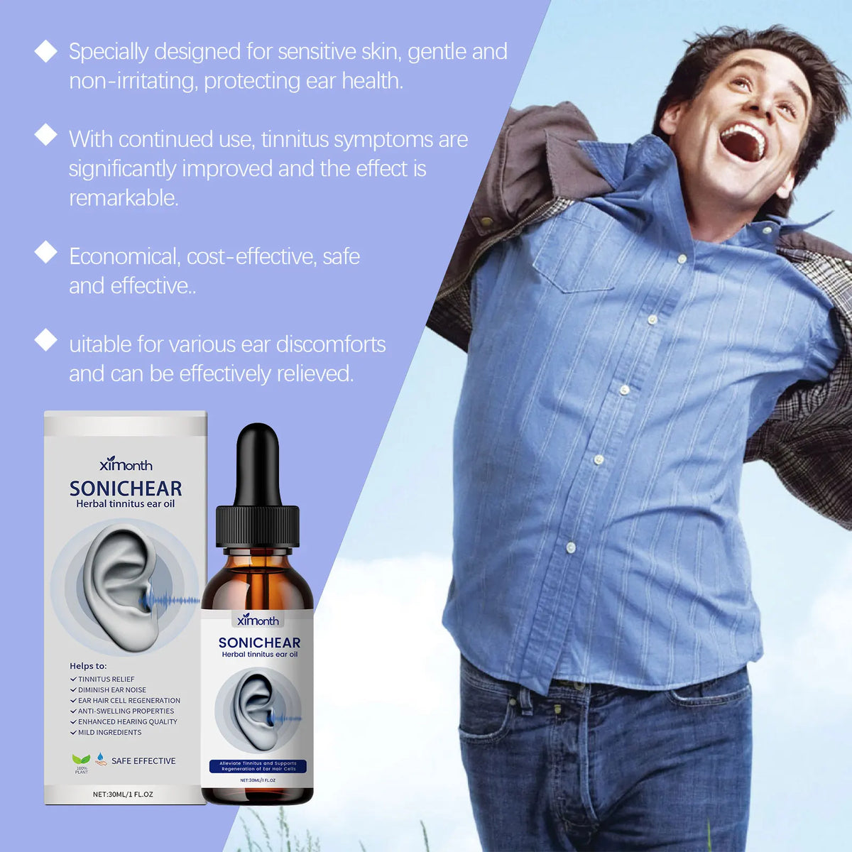 Ximonth Ear Care Comfort Drops – Ear Health Support 30ml Ear Care Drops Qst
