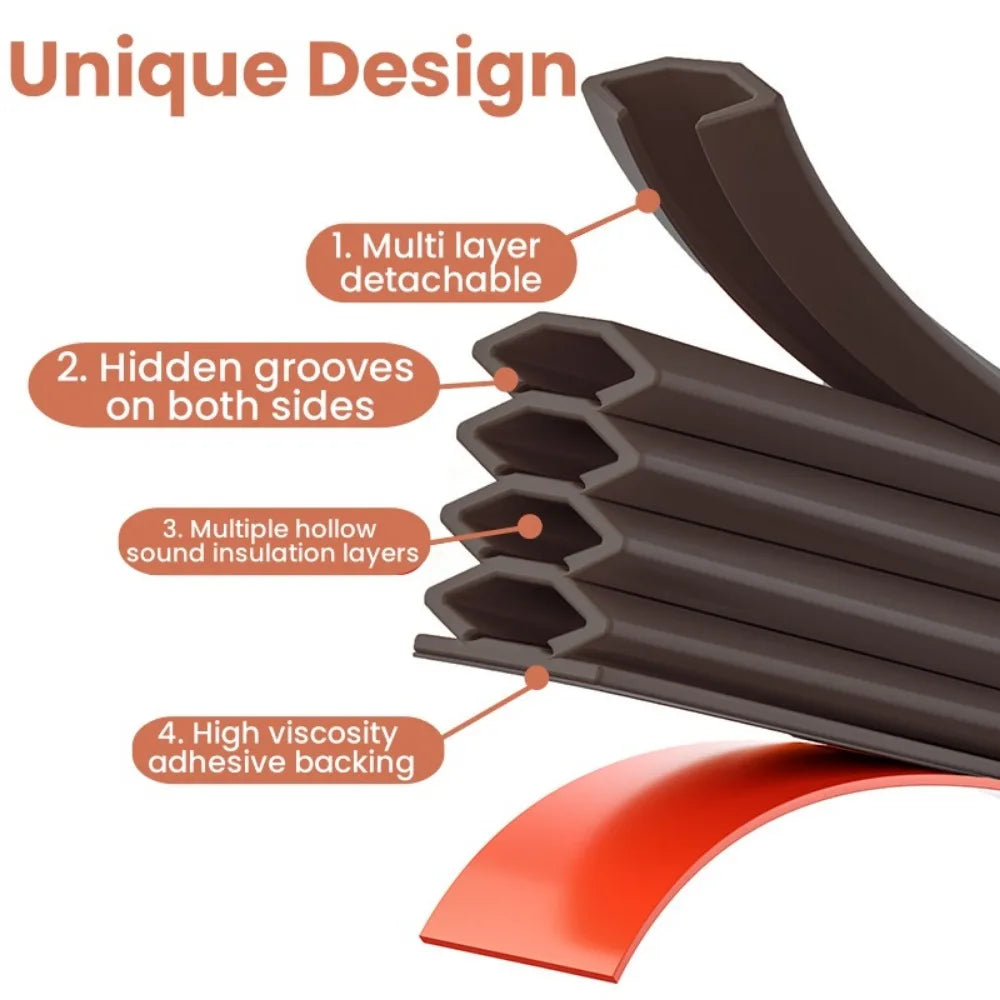 6M Self-Adhesive TPE Door & Window Sealing Weatherstrip Door Sealing Strip Qme