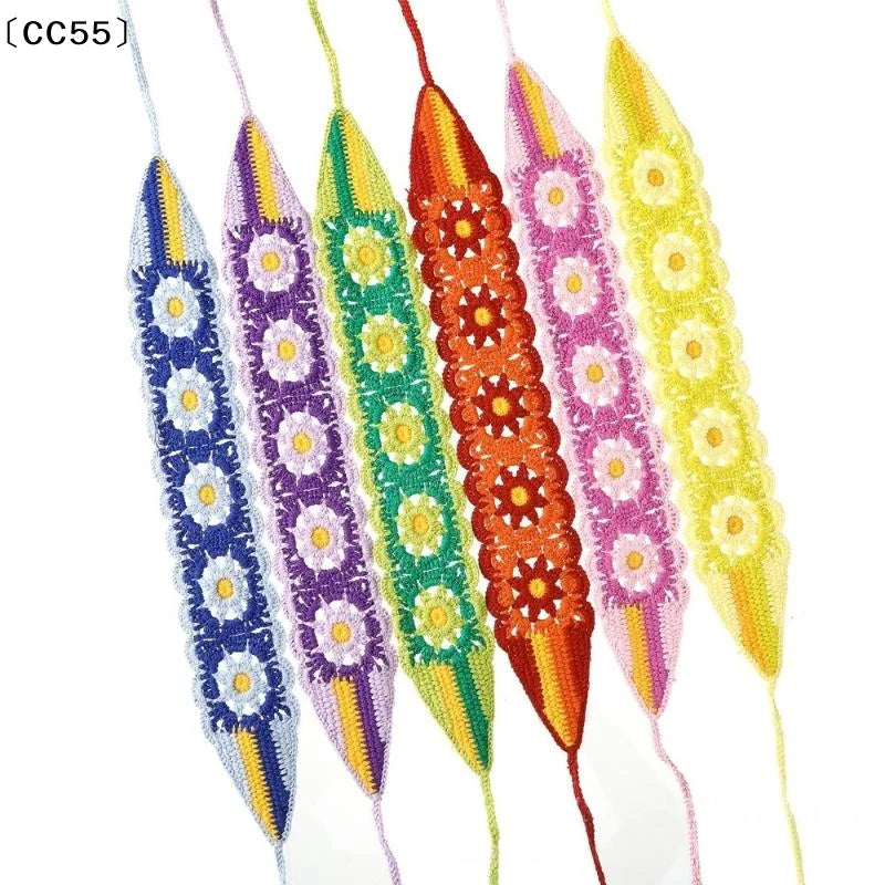 Floral Knitted Headband Stretch Turban Crochet Hairband Women Knitted Headband Qst