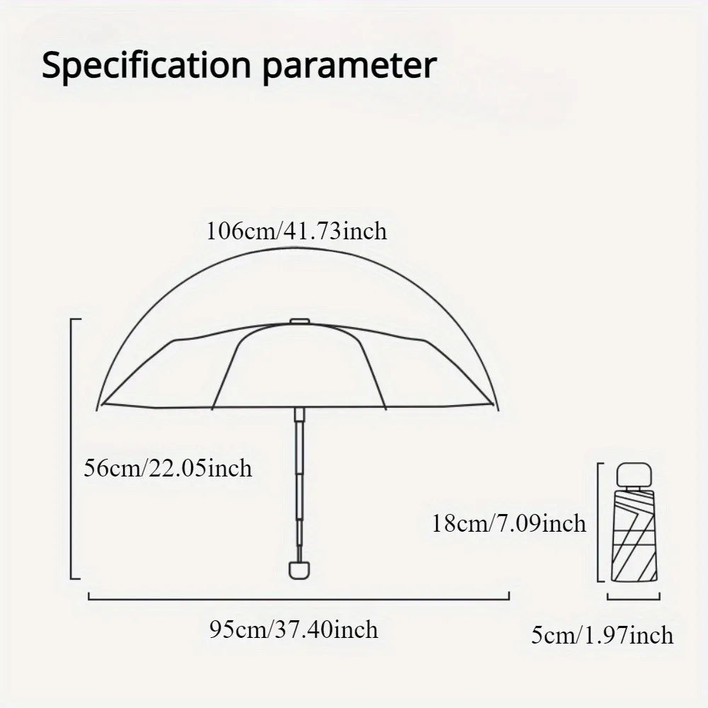 Ultra-Light Mini 5-Fold UV Pocket Sun Umbrella for Women Folding Sun Umbrella Qst