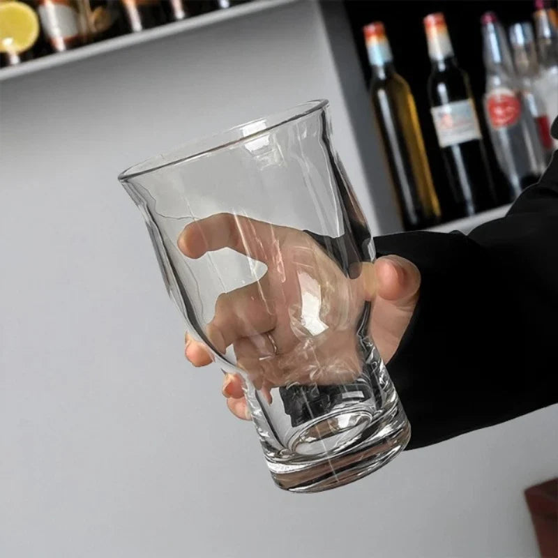 Large Wide-Mouth Glass Cup – Iced Coffee & Cold Drinks Glass Drink Cup Qme