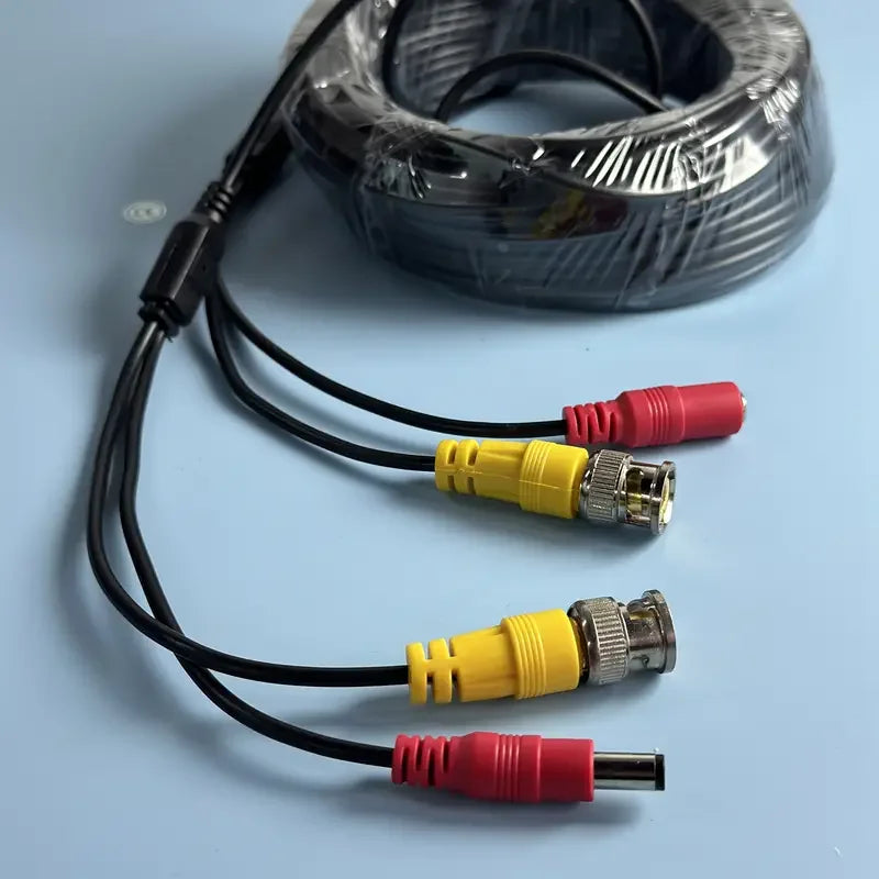 15M BNC+DC Coaxial CCTV Cable for AHD DVR Security Cameras CCTV Coaxial Cable Qme