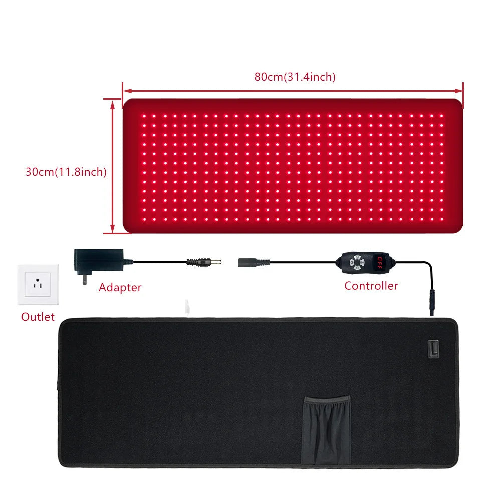 Red Light Therapy Mat 360 LEDs 660nm 850nm Full Body Pad Red Light Therapy Mat Qst