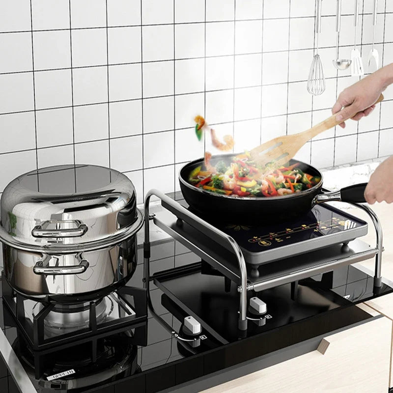 Stainless Steel Floor-Mounted Induction Cooker Rack 39×33cm Cooker Rack Stand Qme