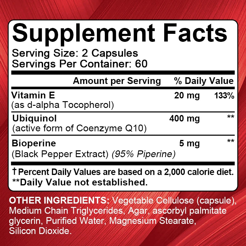 KENOFOR CoQ10 400mg Ubiquinol Softgel Antioxidant Supplement CoQ10 Supplement Qst