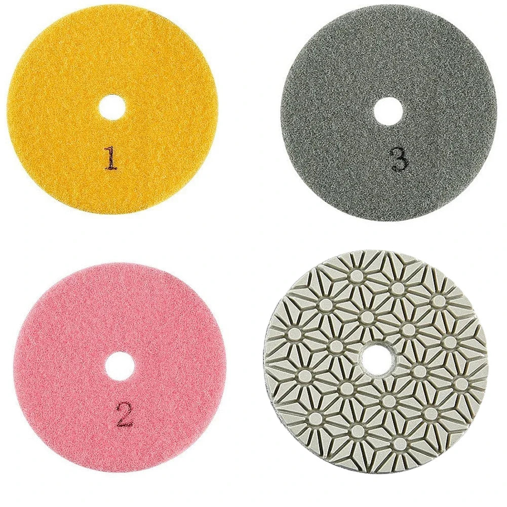 3-Step 4" Polishing Pads for Granite Marble Stone Concrete Stone Polishing Pads Qme
