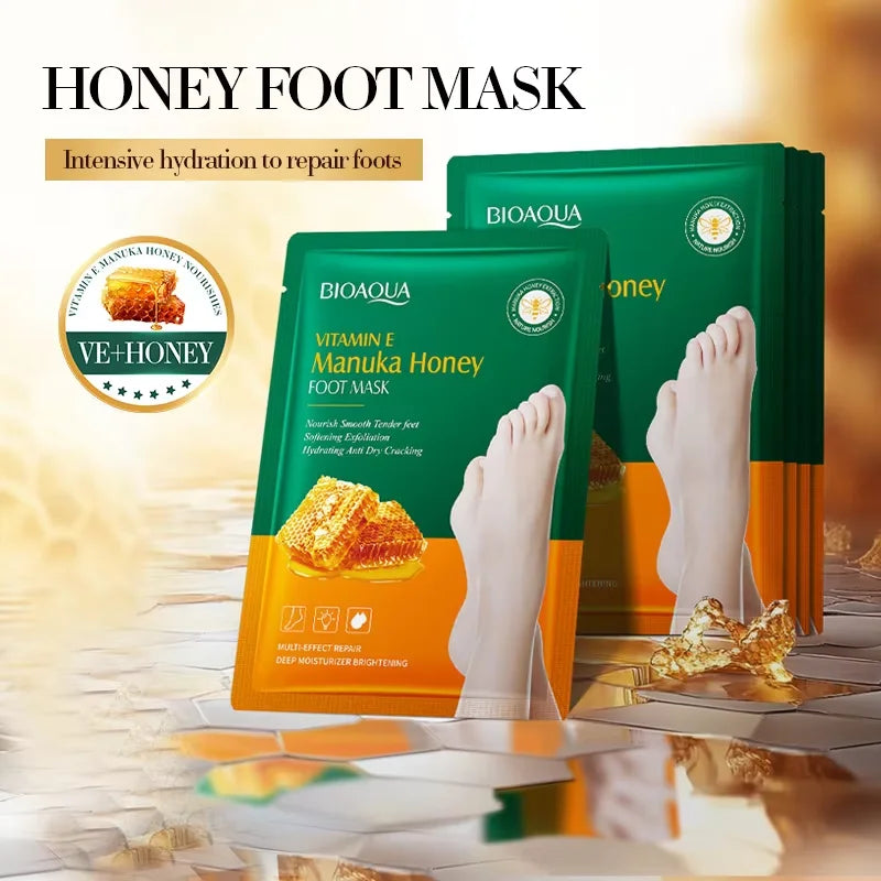 Honey Exfoliating Foot Mask – Moisturizing Pedicure Foot Peel Exfoliating Foot Mask Qst