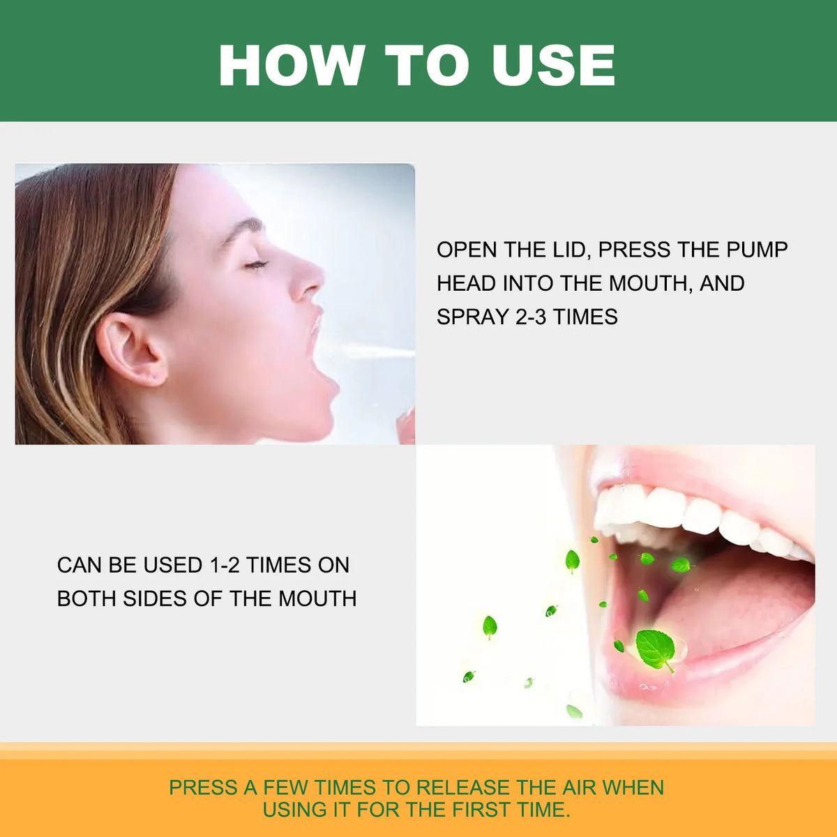 Peppermint Breath Spray – Xylitol & Glycerin Mouth Moisturizer Breath Freshener Spray Qst