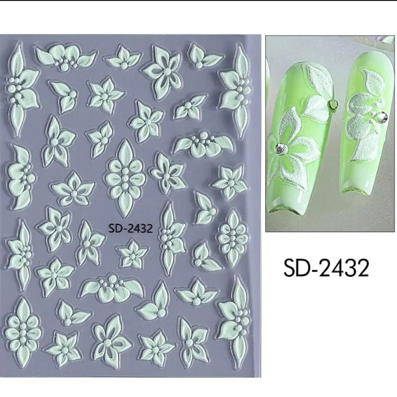 5D Embossed Flower Nail Stickers – Floral Petal Designs Nail Art Stickers Qst N6