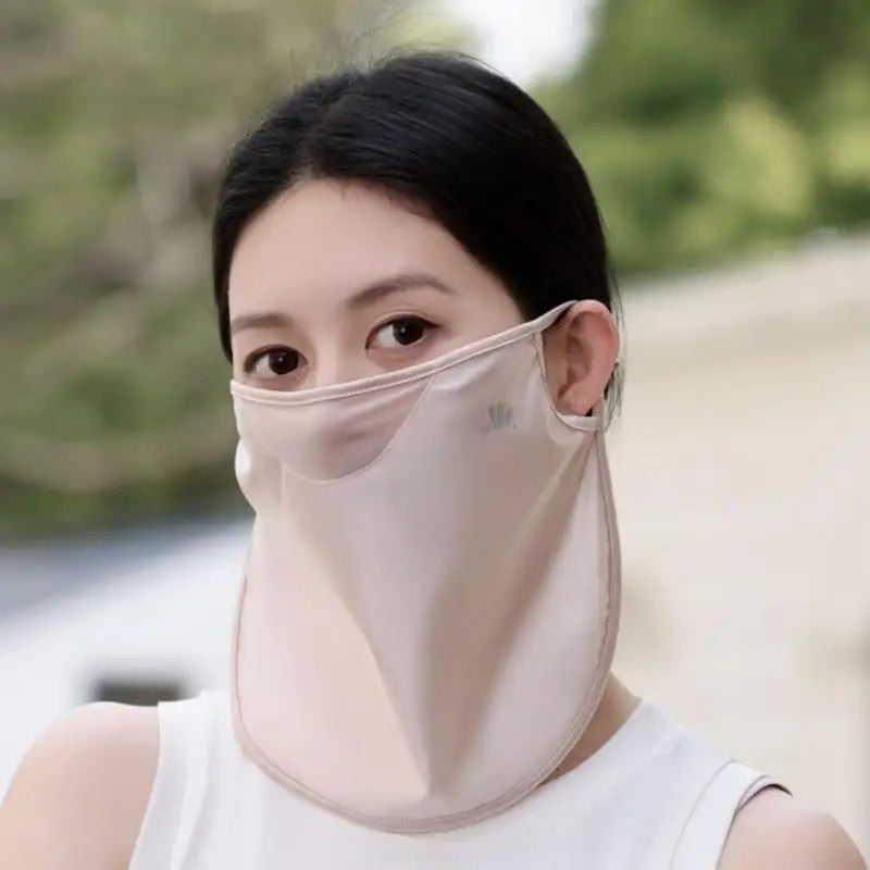 Women's UV Sun Face Cover – Cooling Ice Silk Neck Mask Sun Protection Mask Qst Pink