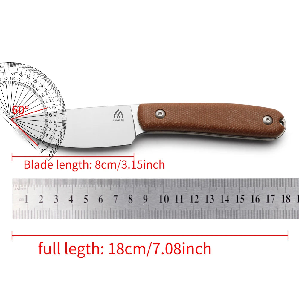 HUANGFU Fixed Blade Camping Knife – Outdoor Survival Tool Fixed Blade Knife Qst