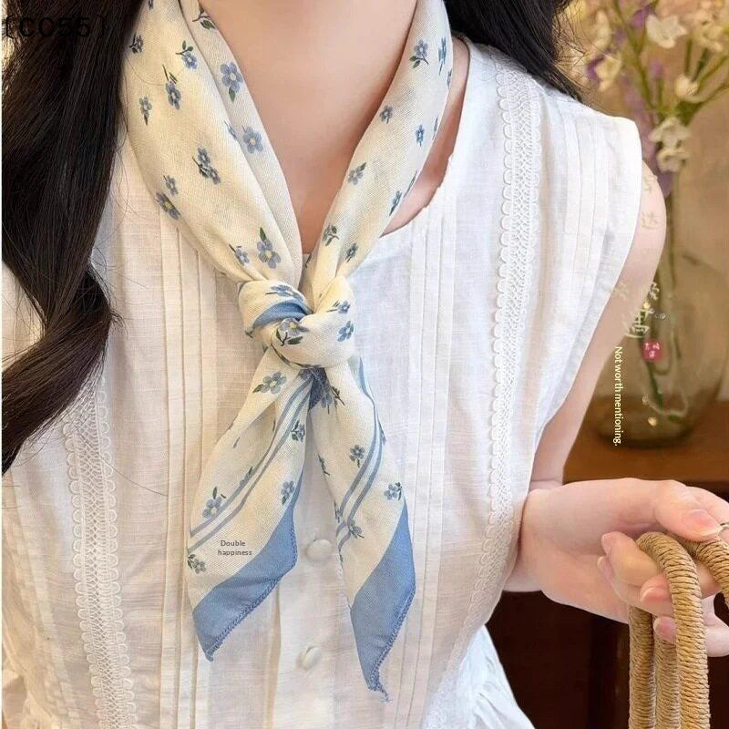 Women Floral Print Head Scarf – Soft Breathable Headwrap Floral Head Scarf Qst